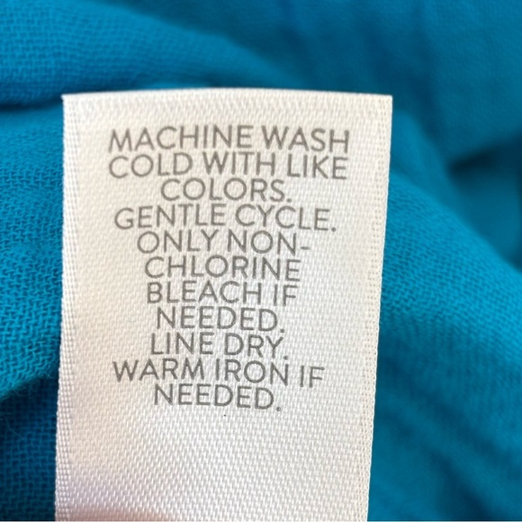 J. Jill Cotton-Gauze Split-Hem Tunic Button Front Shirt Turquoise Blue PS - Picture 13 of 14